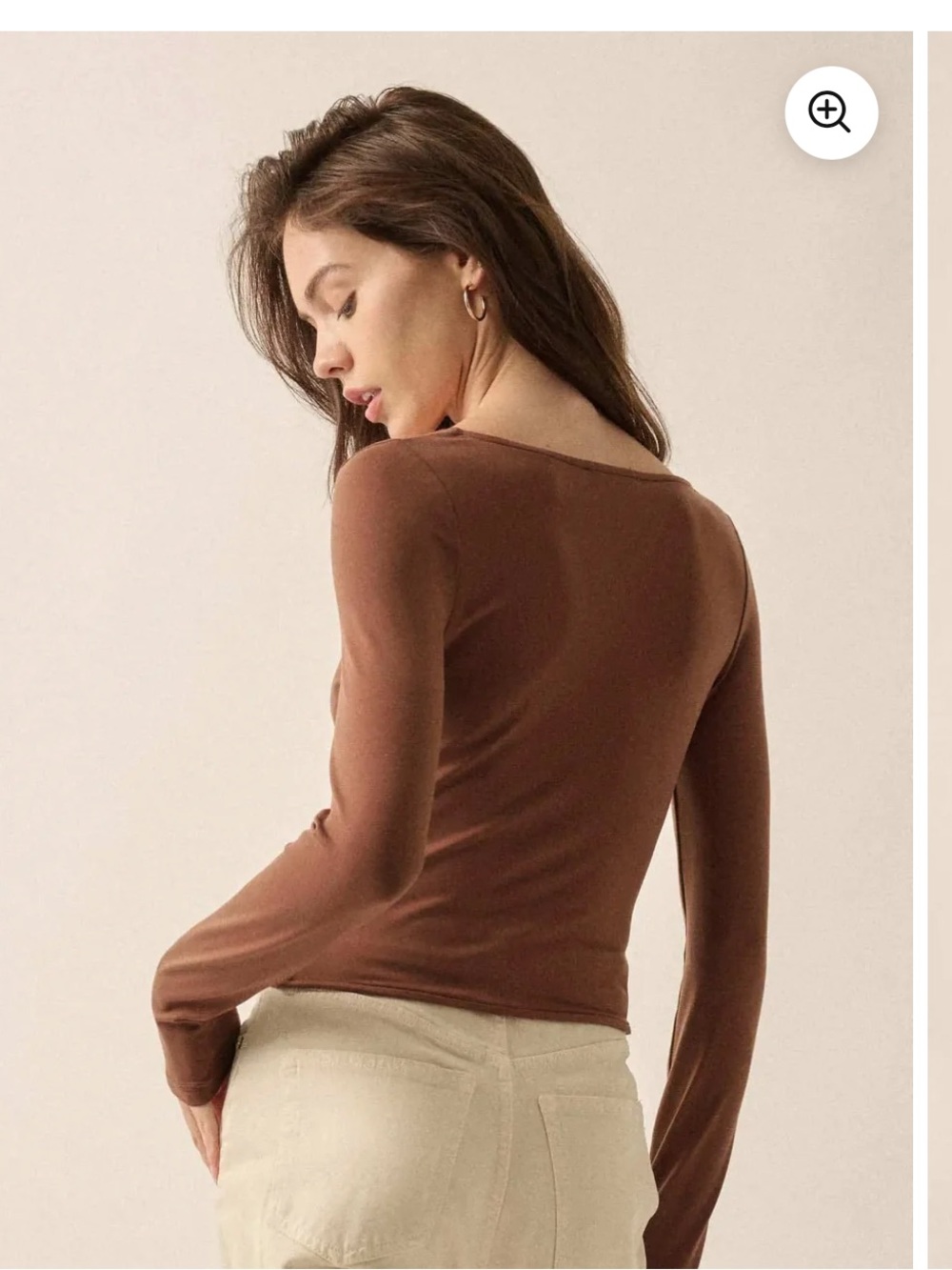 Promise the Label Lifted Fit Corset-Detail Long-Sleeve brown Top Small - Picture 2 of 12